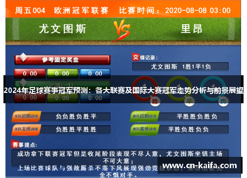 2024年足球赛事冠军预测：各大联赛及国际大赛冠军走势分析与前景展望