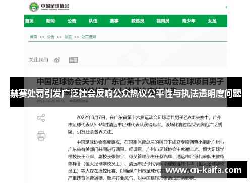 禁赛处罚引发广泛社会反响公众热议公平性与执法透明度问题